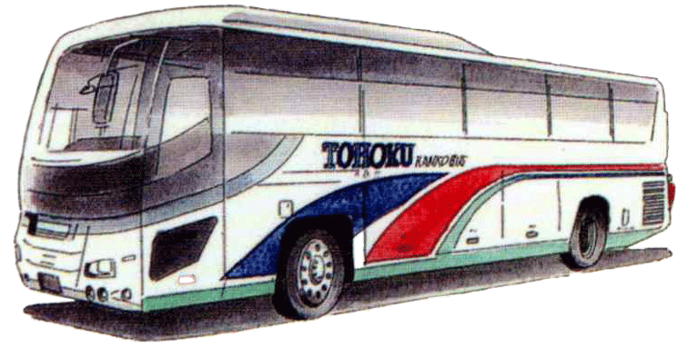 東北観光バスのイラストの画像
